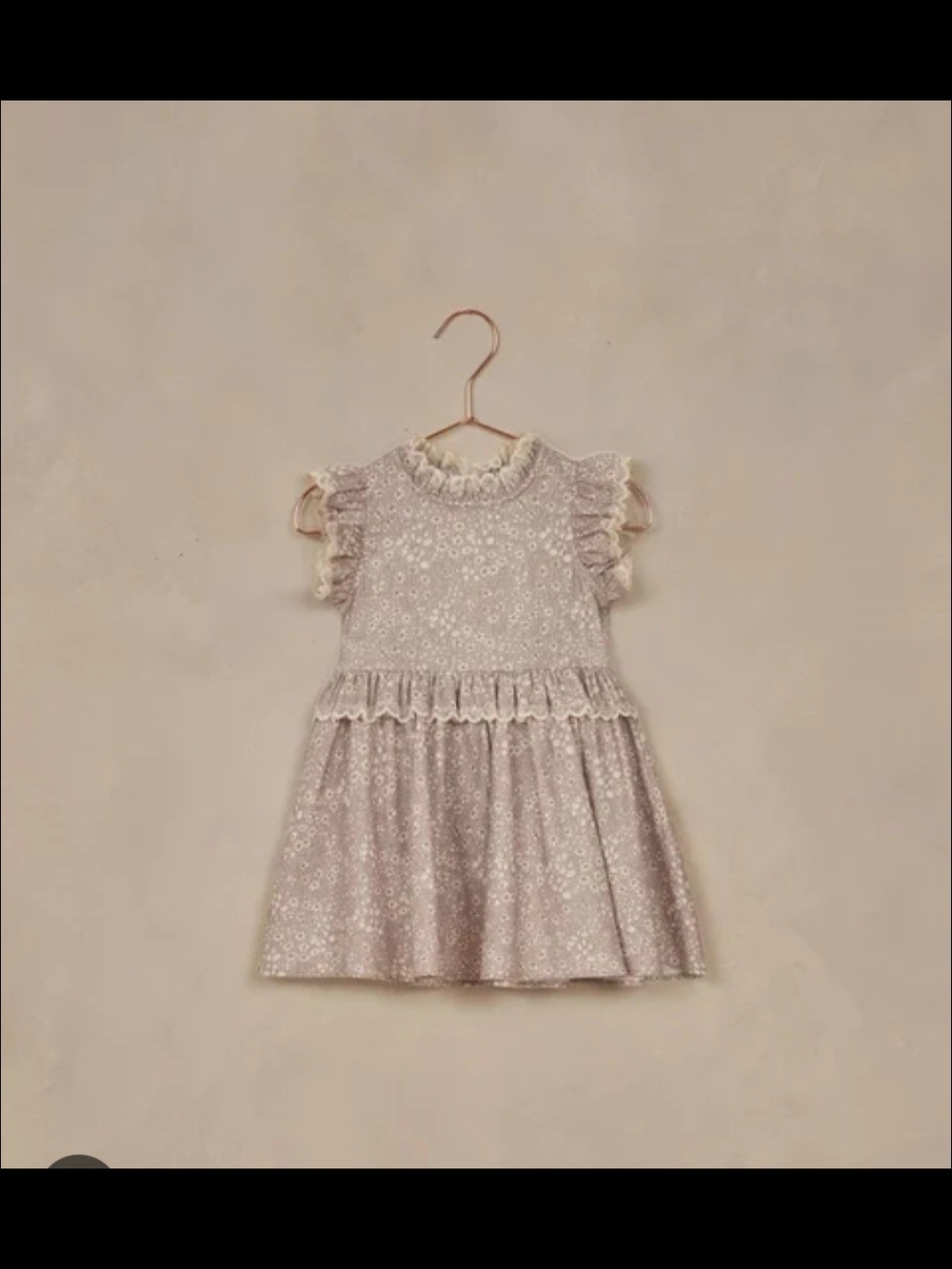Ruffled Lace Floral Dress for Girls in Light Beige